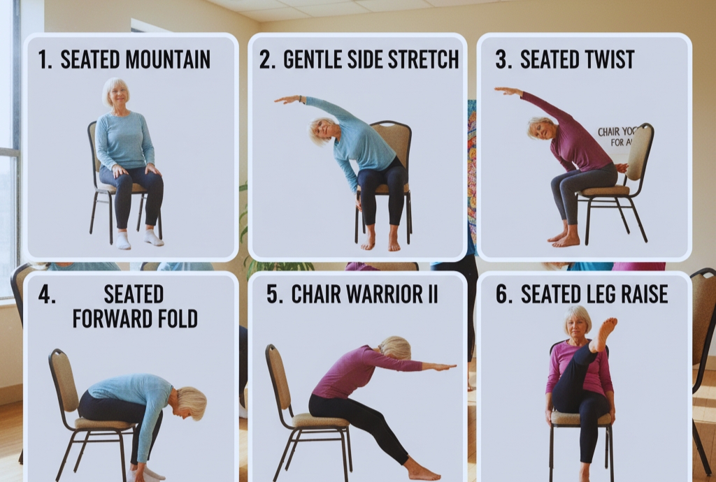 chair yoga poses step by step